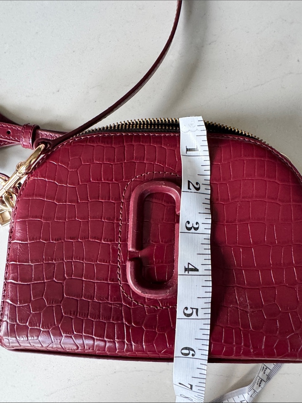 Marc Jacobs Wine Red Croc-Embossed Leather Crossbody Bag - Picture 7 of 13
